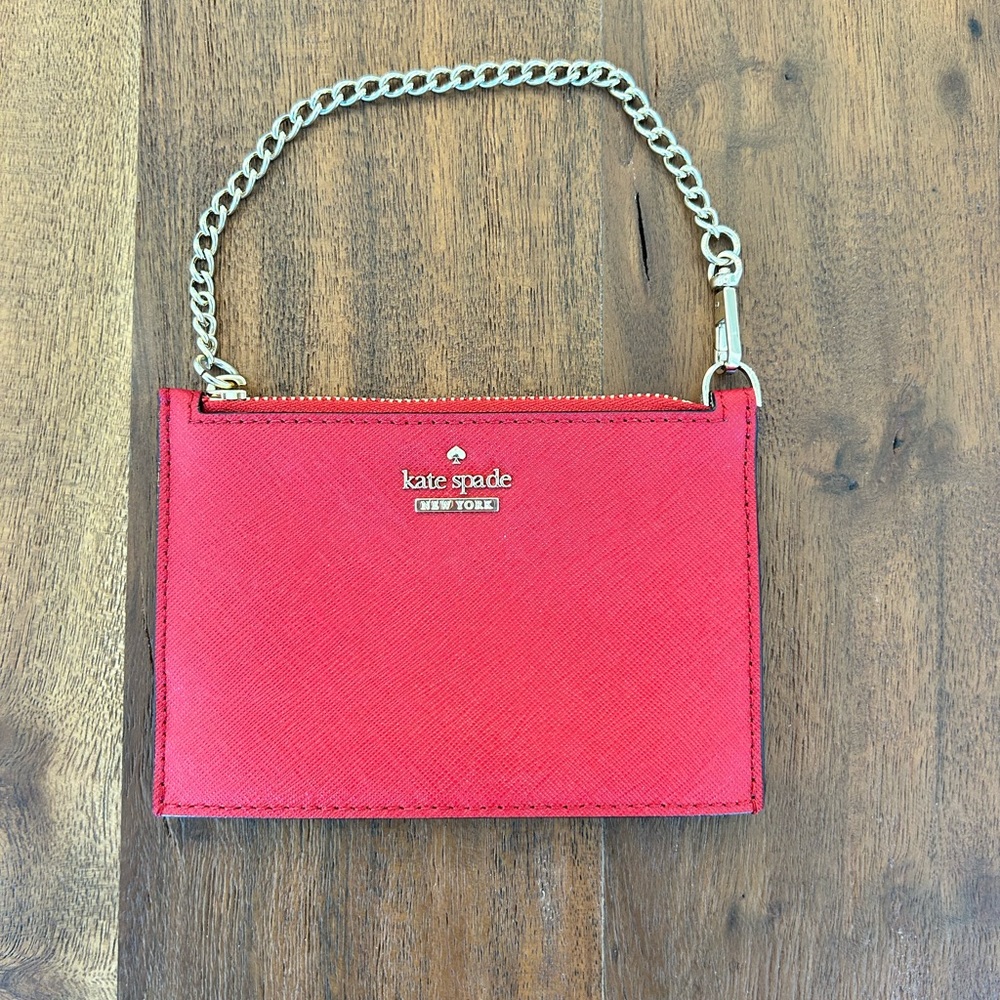 Kate Spade red leather wristlet